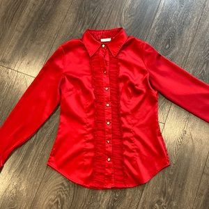 New York & Company blouse, size M, deep red